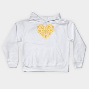 Golden Flower Heart (white background) Kids Hoodie